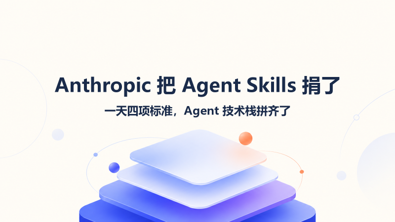 Featured image of post Anthropic 把 Agent Skills 捐了：一天四项标准，Agent 技术栈拼齐了