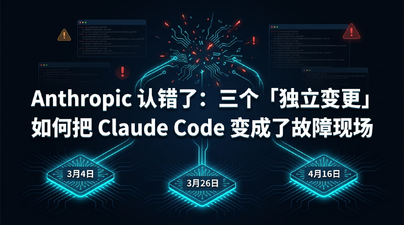 Featured image of post Anthropic 认错了：三个「独立变更」如何把 Claude Code 变成了故障现场