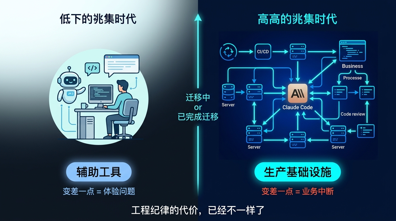 从辅助工具到生产基础设施——工程纪律的代价已经不一样了