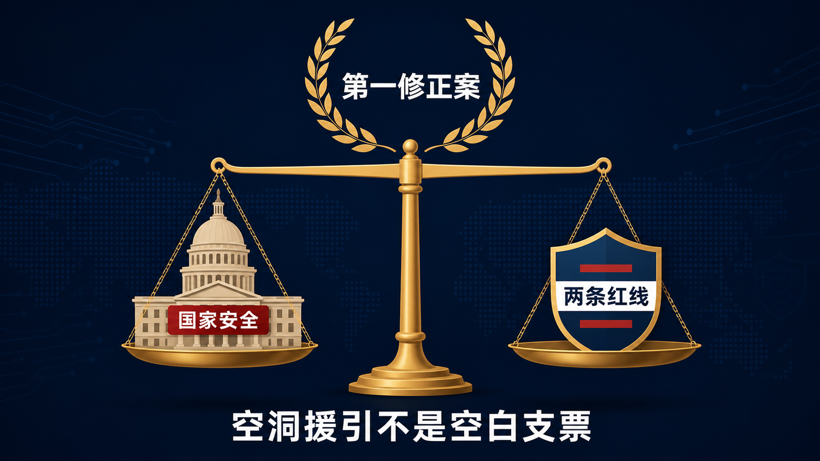 国家安全的主张与两条红线在天平两端,第一修正案居中裁决