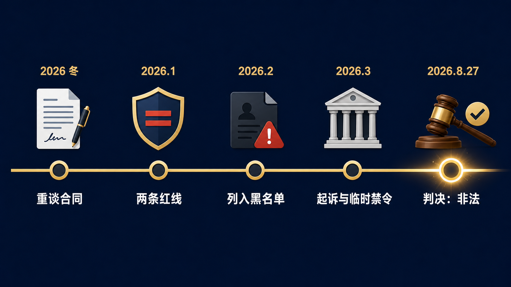 从重谈合同到判决非法:六个月博弈时间线