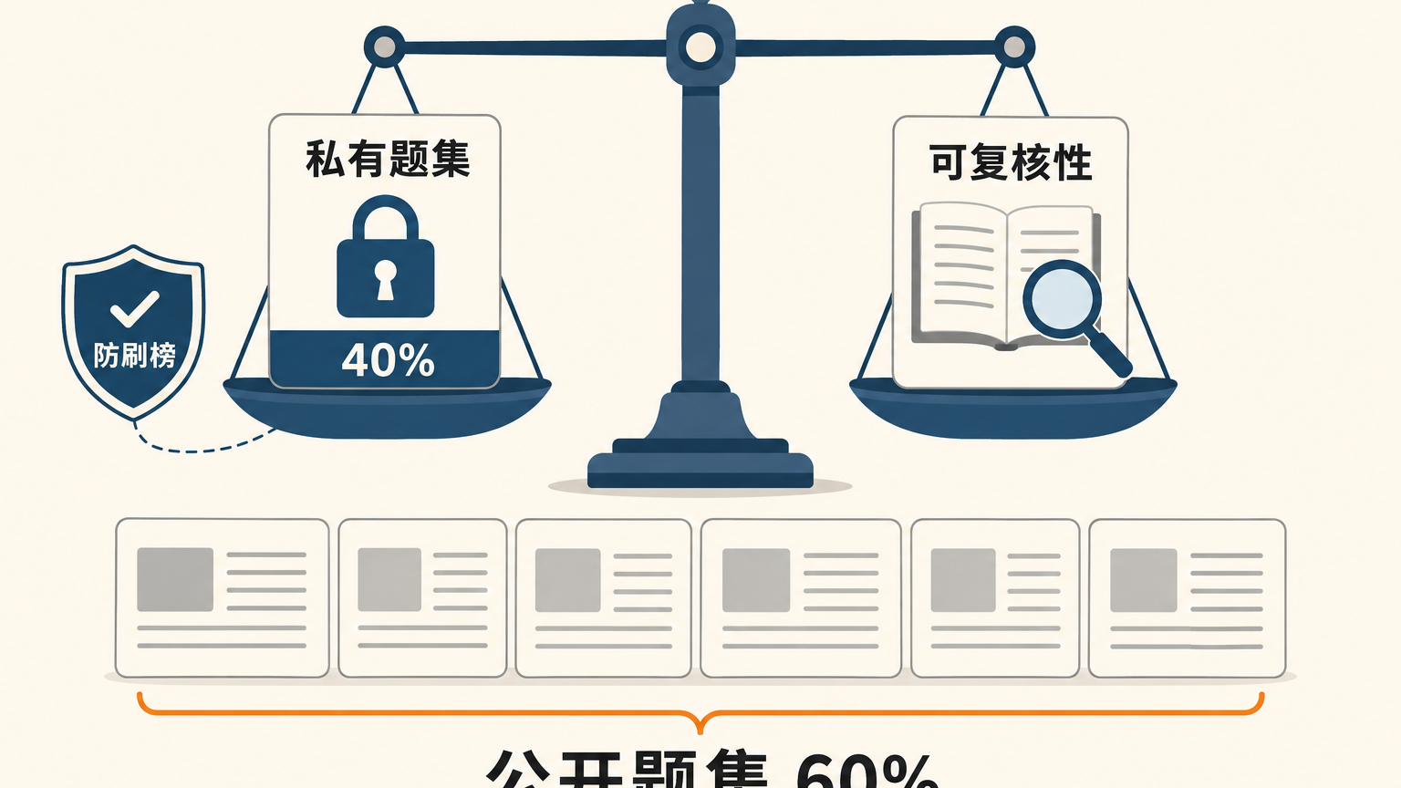 私有题集权重 40%：防刷榜与可复核性之间的天平