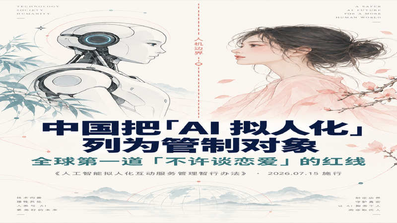 Featured image of post 中国把「AI 拟人化」列为管制对象：全球第一道「不许谈恋爱」的红线