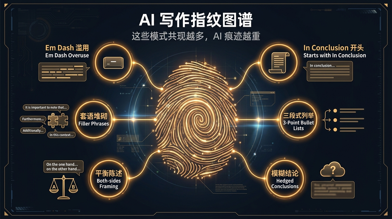 AI 写作指纹图谱：六类典型模式及其共现规律