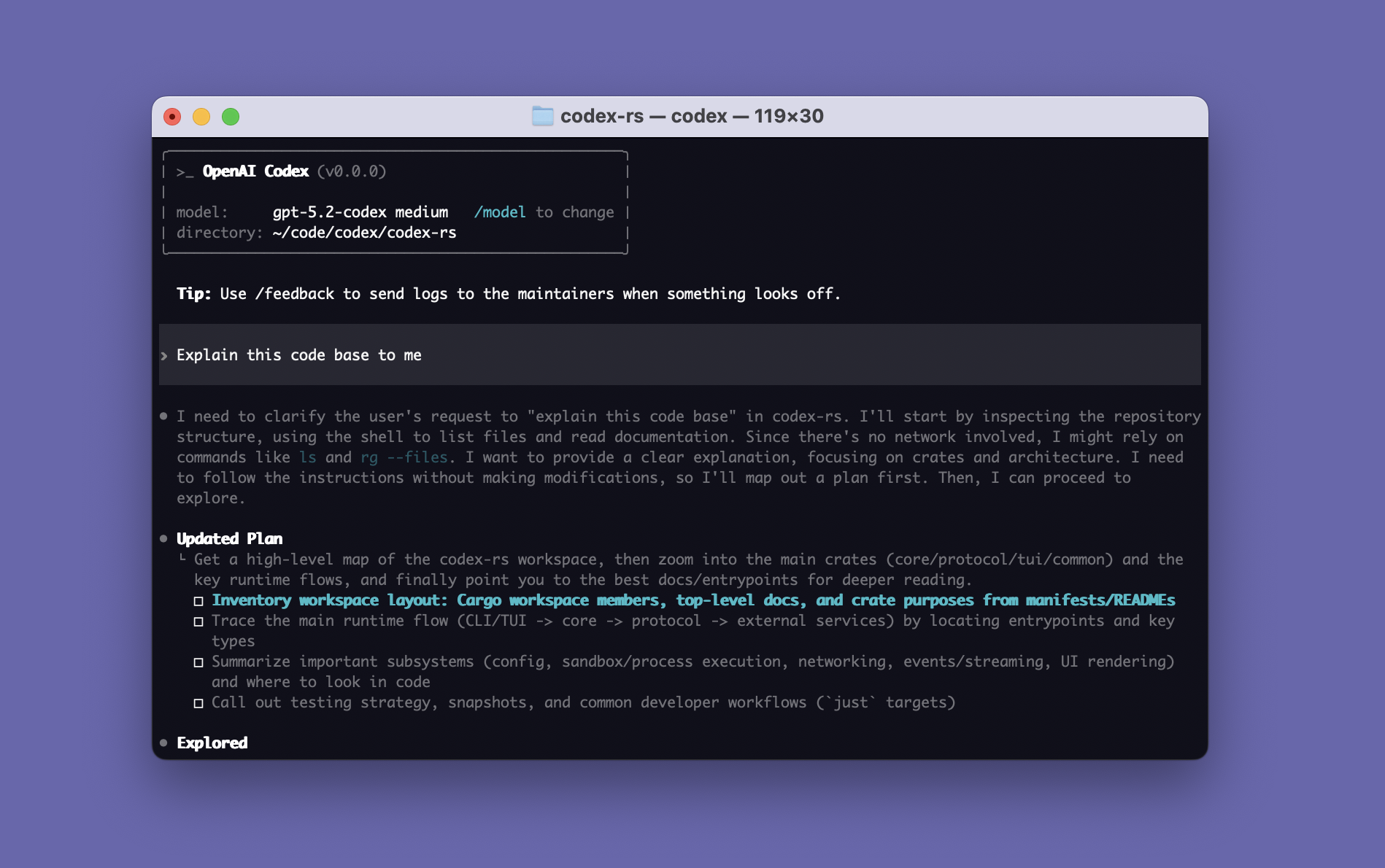OpenAI Codex 官方仓库中的命令行界面示意