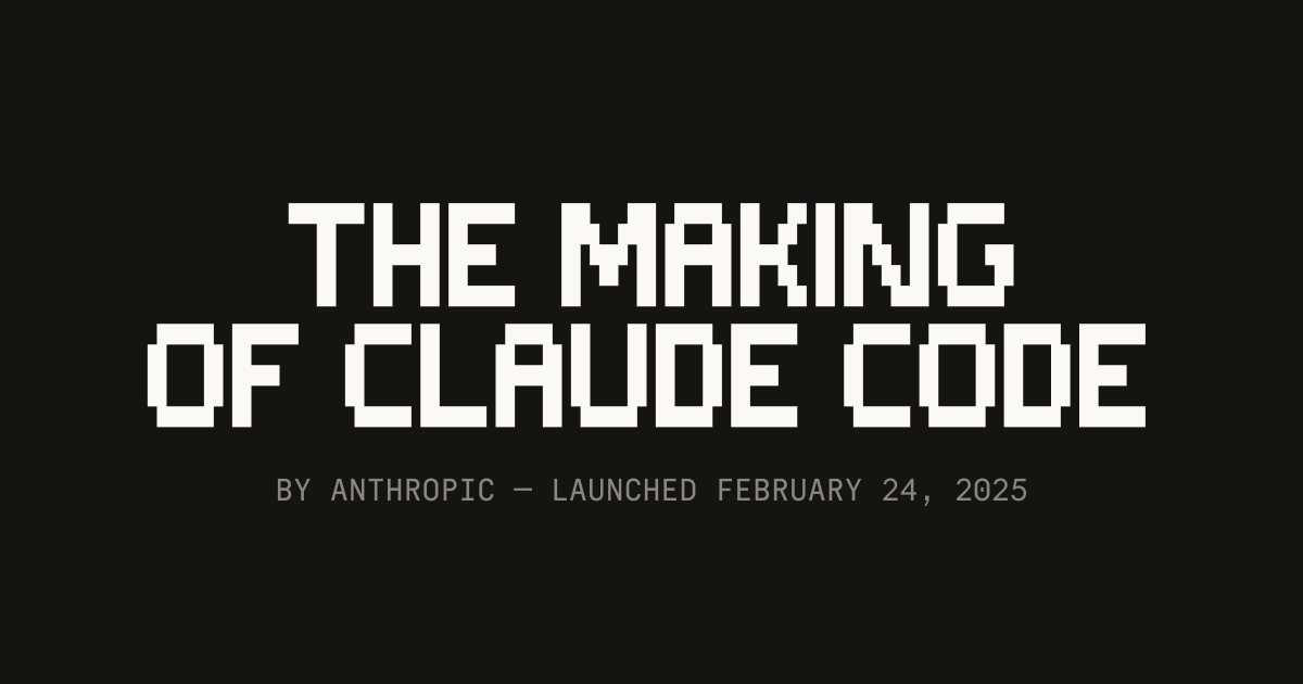 Anthropic 官方《The Making of Claude Code》专题的终端式视觉封面