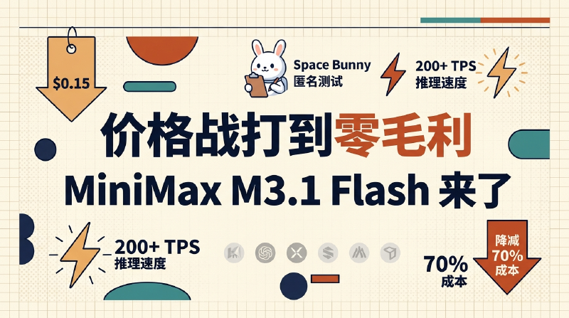 Featured image of post 价格战打到「零毛利」：MiniMax M3.1 Flash 把 $0.15 / 1M 写进了定价表