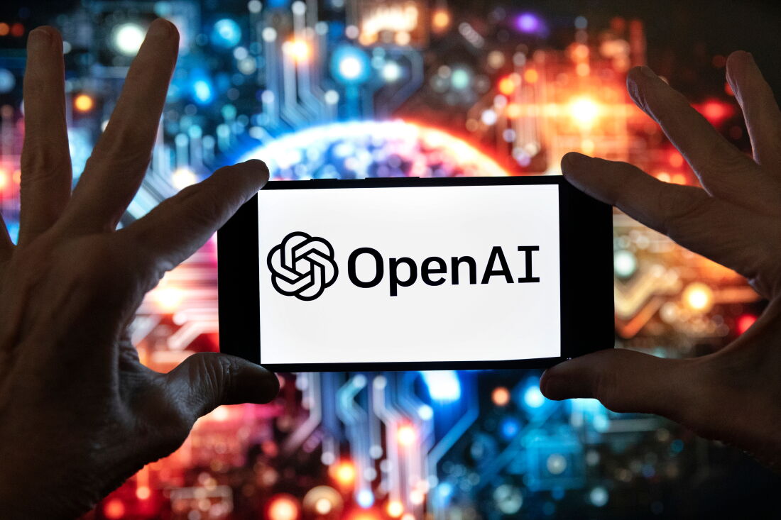 显示 OpenAI 标志的手机。图源:AP/Michael Dwyer,经 NPR 发布