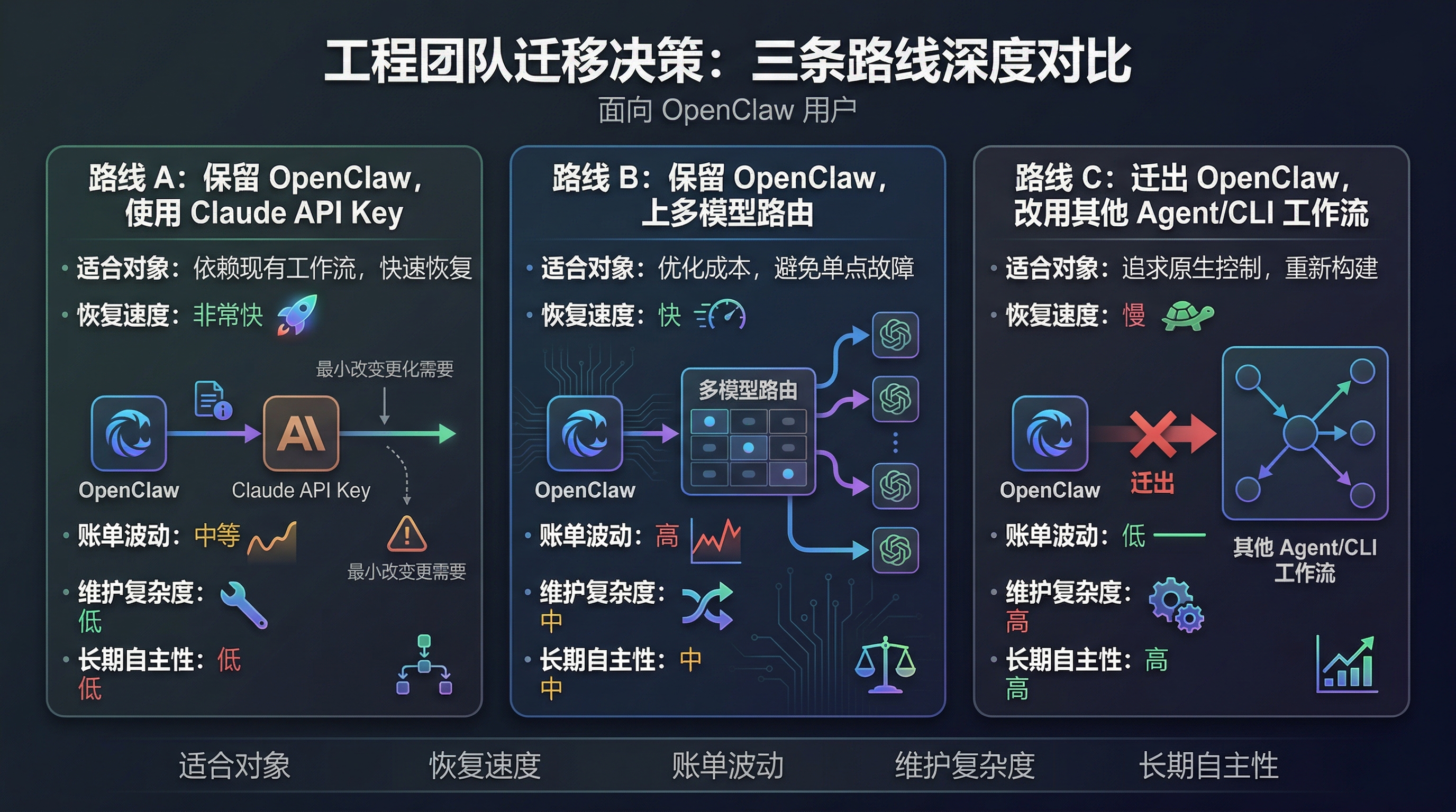 三条迁移路线对比图