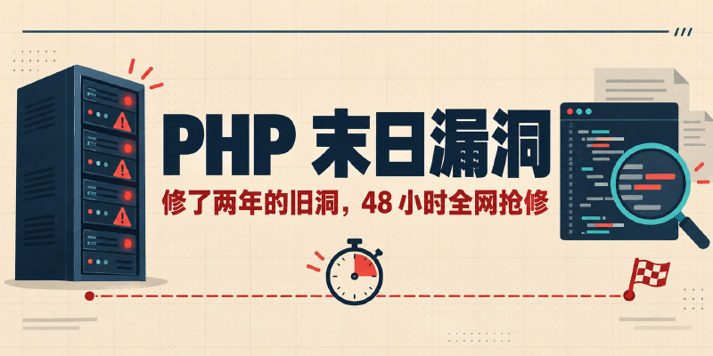 Featured image of post PHP 末日漏洞：AI 把修不动的旧洞，盘成了 48 小时的火情