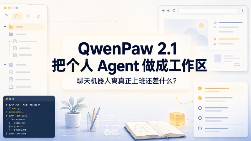 Featured image of post QwenPaw 2.1 把个人 Agent 做成工作区，聊天机器人离真正上班还差什么？