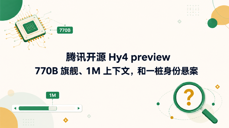Featured image of post 腾讯开源 Hy4 preview：770B 旗舰、1M 上下文，和一桩身份悬案